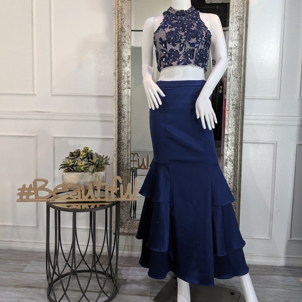 Navy Blue Formal Evening Prom Dress Gown